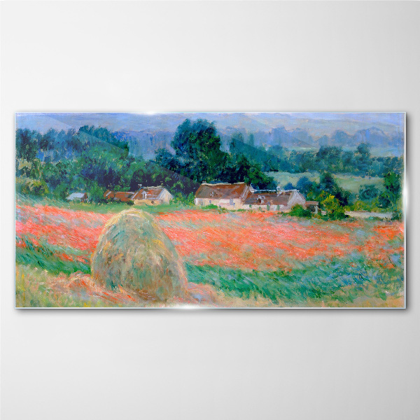 Tableau verre imprimé Meule de foin à Giverny par Claude Monet