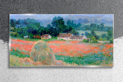 Tableau verre imprimé Meule de foin à Giverny par Claude Monet