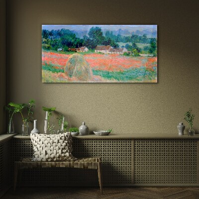 Tableau verre imprimé Meule de foin à Giverny par Claude Monet
