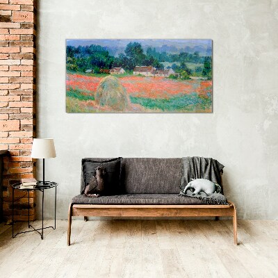 Tableau verre imprimé Meule de foin à Giverny par Claude Monet