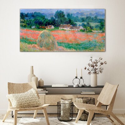 Tableau verre imprimé Meule de foin à Giverny par Claude Monet
