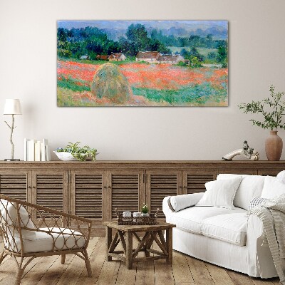 Tableau verre imprimé Meule de foin à Giverny par Claude Monet
