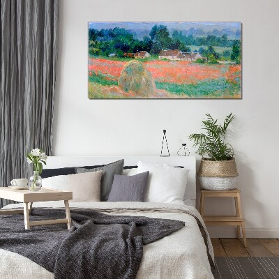 Tableau verre imprimé Meule de foin à Giverny par Claude Monet