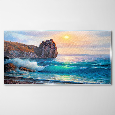 Tableau verre imprimé Mer calme au coucher du soleil
