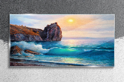 Tableau verre imprimé Mer calme au coucher du soleil