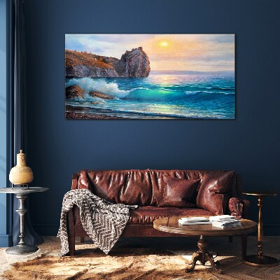 Tableau verre imprimé Mer calme au coucher du soleil