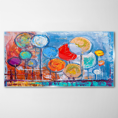 Tableau sur verre Arbres colorés dans le vent