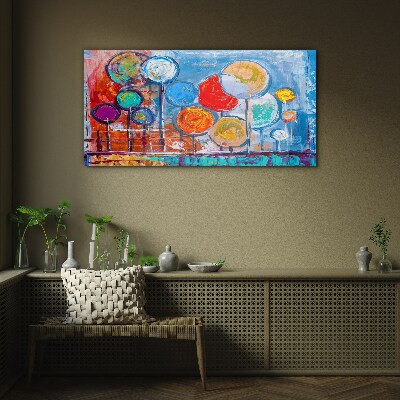 Tableau sur verre Arbres colorés dans le vent