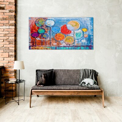 Tableau sur verre Arbres colorés dans le vent