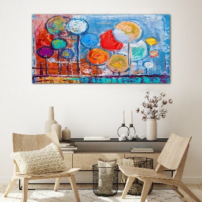 Tableau sur verre Arbres colorés dans le vent