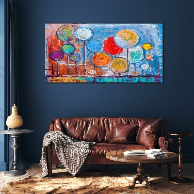 Tableau sur verre Arbres colorés dans le vent