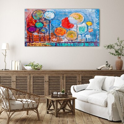 Tableau sur verre Arbres colorés dans le vent