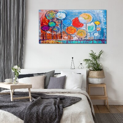 Tableau sur verre Arbres colorés dans le vent