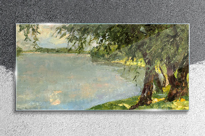 Tableau en verre La paix au bord de la rivière