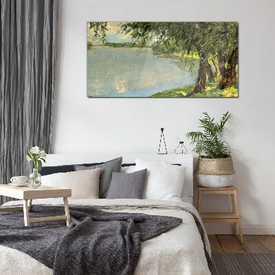 Tableau en verre La paix au bord de la rivière