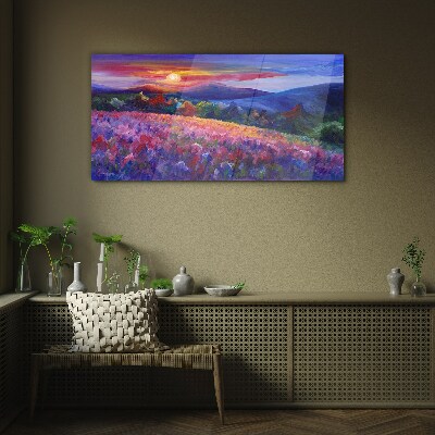 Tableau verre imprimé Paysage aux couleurs du coucher de soleil