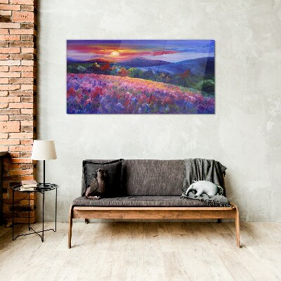 Tableau verre imprimé Paysage aux couleurs du coucher de soleil