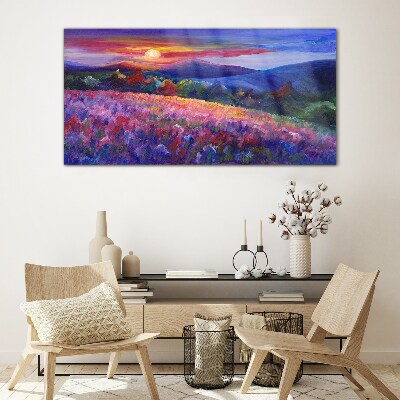 Tableau verre imprimé Paysage aux couleurs du coucher de soleil