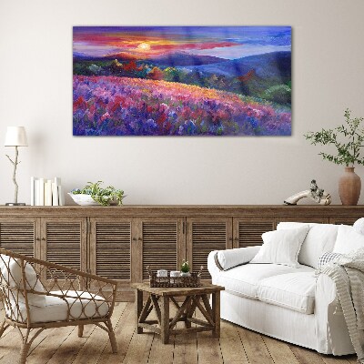 Tableau verre imprimé Paysage aux couleurs du coucher de soleil