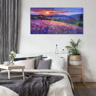 Tableau verre imprimé Paysage aux couleurs du coucher de soleil