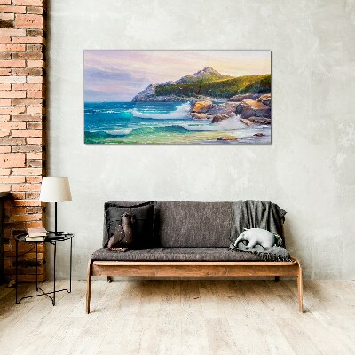 Tableau en verre Mer calme au coucher du soleil