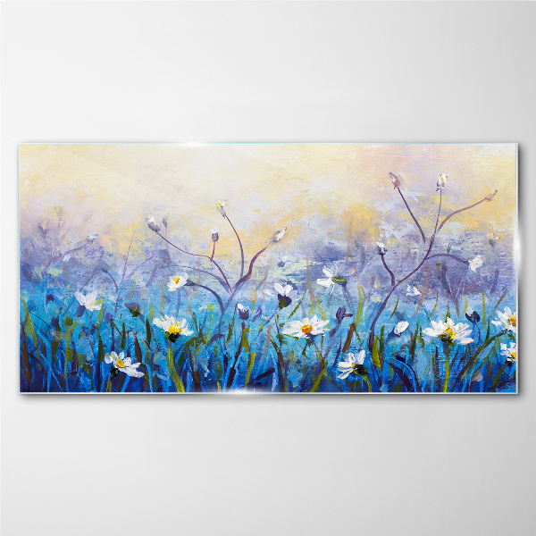Tableau sur verre Un paysage floral aux couleurs pastel