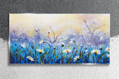 Tableau sur verre Un paysage floral aux couleurs pastel