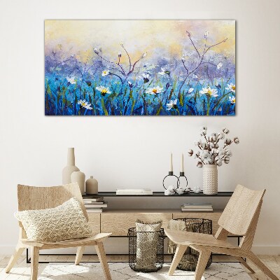 Tableau sur verre Un paysage floral aux couleurs pastel