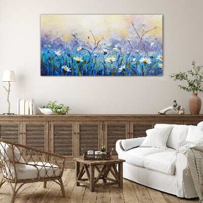 Tableau sur verre Un paysage floral aux couleurs pastel