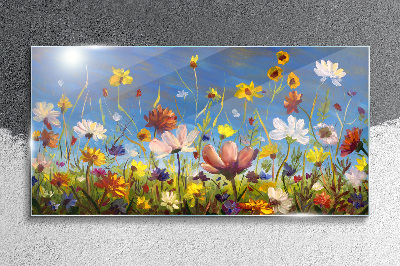 Tableau photo sur verre Un paysage floral par une journée ensoleillée