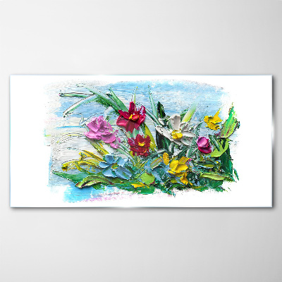 Tableau sur verre Un bouquet floral aux couleurs intenses