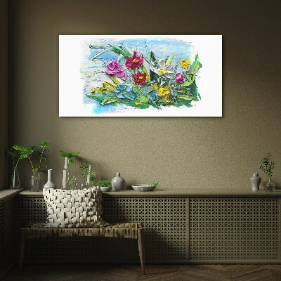 Tableau sur verre Un bouquet floral aux couleurs intenses