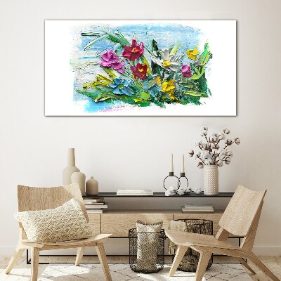 Tableau sur verre Un bouquet floral aux couleurs intenses