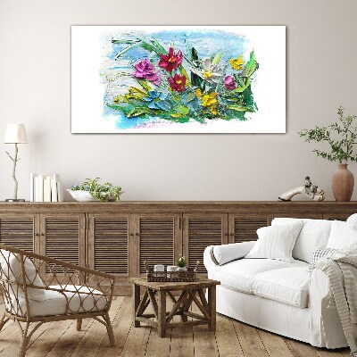 Tableau sur verre Un bouquet floral aux couleurs intenses
