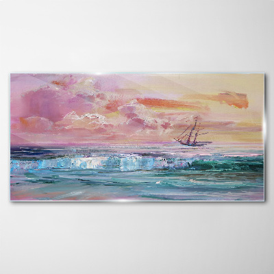 Tableau en verre Un coucher de soleil paisible sur la mer