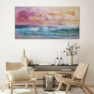 Tableau en verre Un coucher de soleil paisible sur la mer