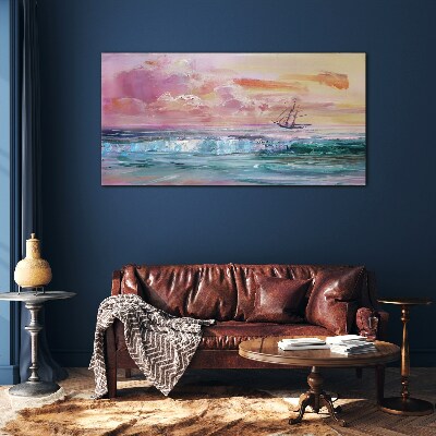 Tableau en verre Un coucher de soleil paisible sur la mer