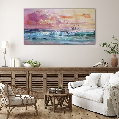 Tableau en verre Un coucher de soleil paisible sur la mer