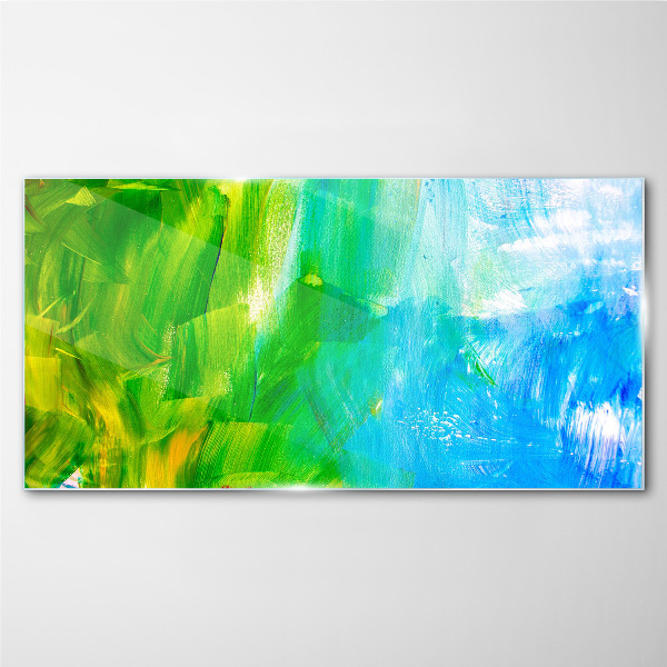 Tableau sur verre Abstraction vert-bleu