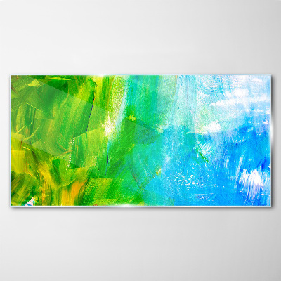 Tableau sur verre Abstraction vert-bleu