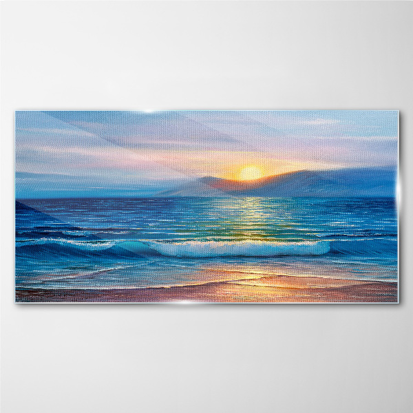 Tableau imprimé sur verre Coucher de soleil sur la mer calme