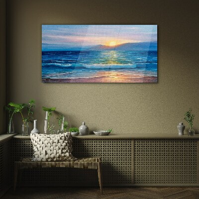 Tableau imprimé sur verre Coucher de soleil sur la mer calme