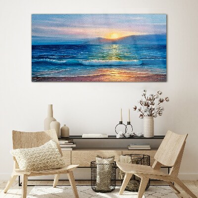 Tableau imprimé sur verre Coucher de soleil sur la mer calme
