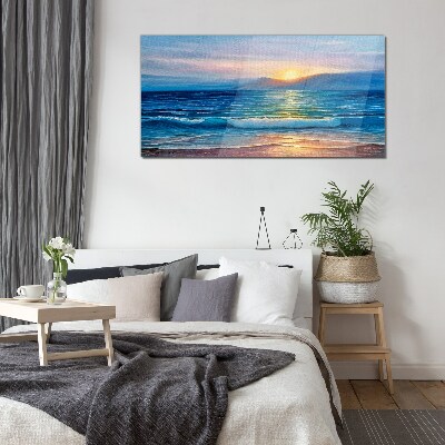 Tableau imprimé sur verre Coucher de soleil sur la mer calme