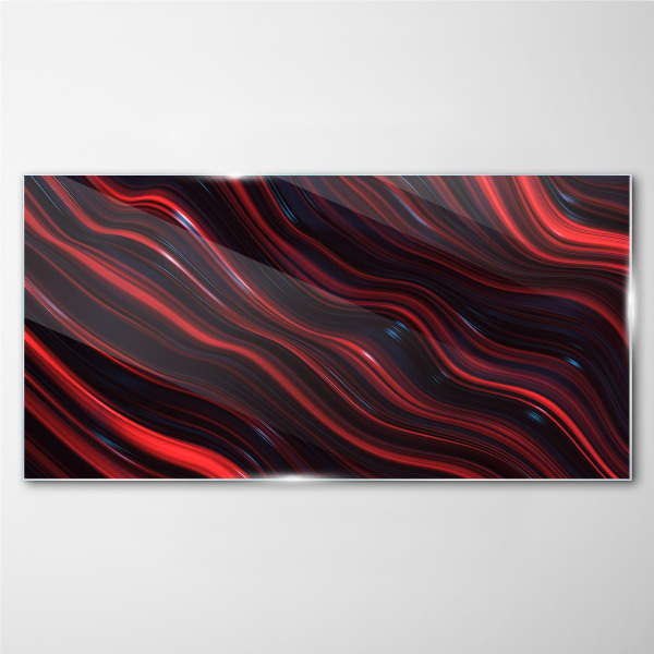 Tableau verre imprimé Vagues de rouge et de bleu marine