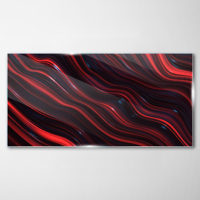 Tableau verre imprimé Vagues de rouge et de bleu marine