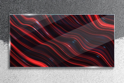 Tableau verre imprimé Vagues de rouge et de bleu marine
