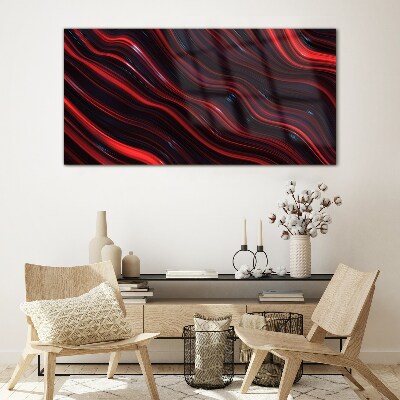 Tableau verre imprimé Vagues de rouge et de bleu marine