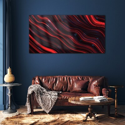 Tableau verre imprimé Vagues de rouge et de bleu marine