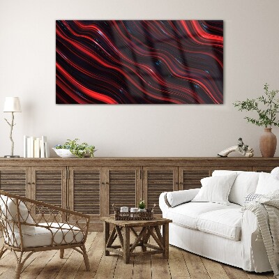 Tableau verre imprimé Vagues de rouge et de bleu marine